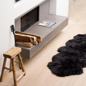 Black Double Sheepskin Area Rug - 24" x 72" x 2"