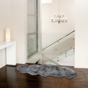 Gray Double Sheepskin Area Rug - 24" x 72" x 2"