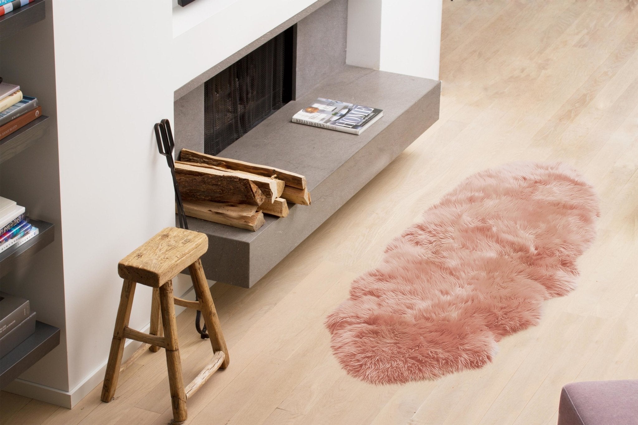 Pink Double Sheepskin Area Rug - 24" x 72" x 2"