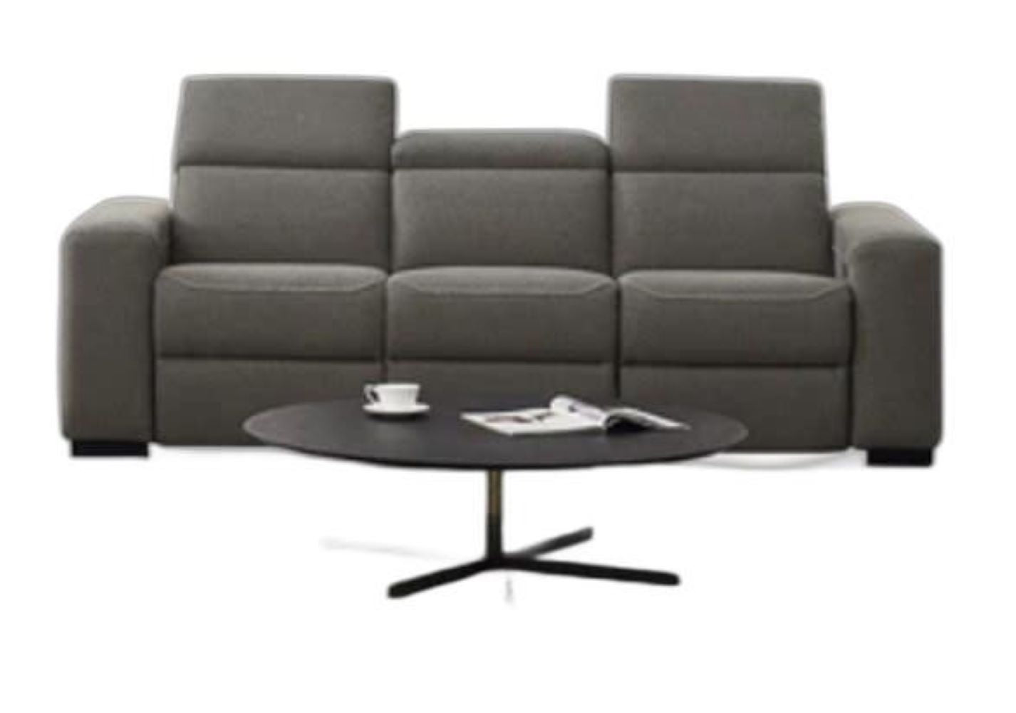 Charcoal Mid-Century Polyester Fabric Love Seat