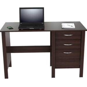 47" Espresso Mirrored Computer Desk With Three Drawers