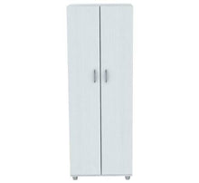 White Finish Wood Storage Cabinet With Two Doors