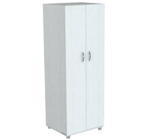 White Finish Wood Storage Cabinet With Two Doors