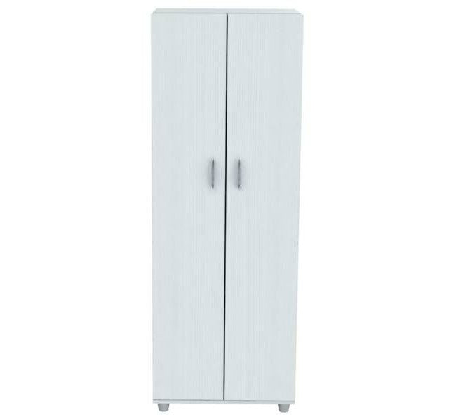 White Finish Wood Storage Cabinet With Two Doors