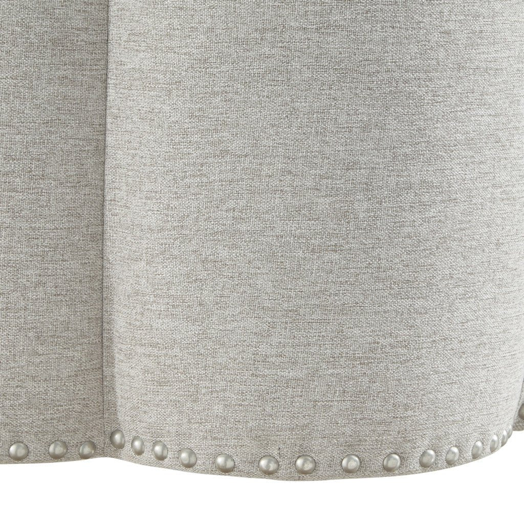 25" Grey 100% Linen Specialty Ottoman