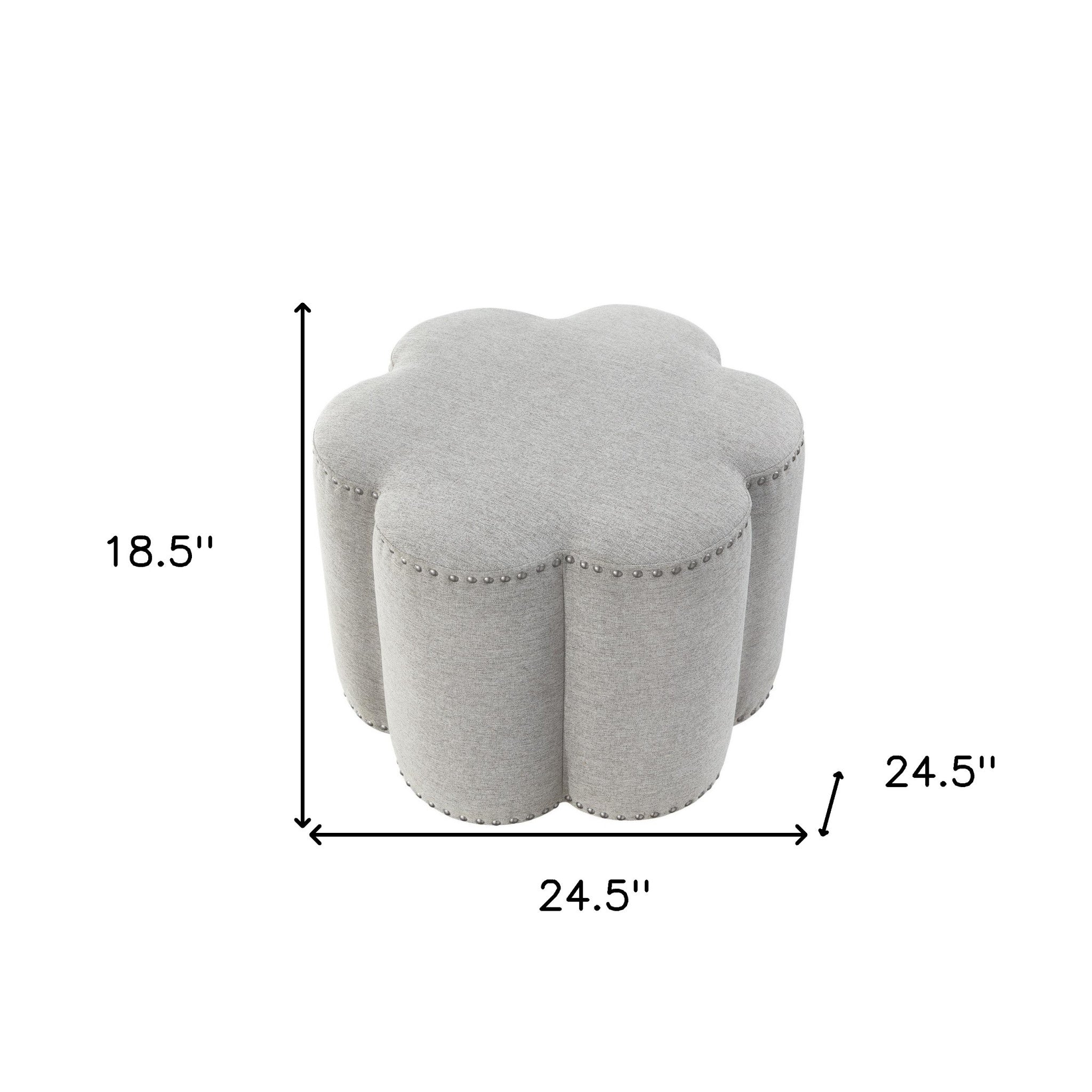 25" Grey 100% Linen Specialty Ottoman