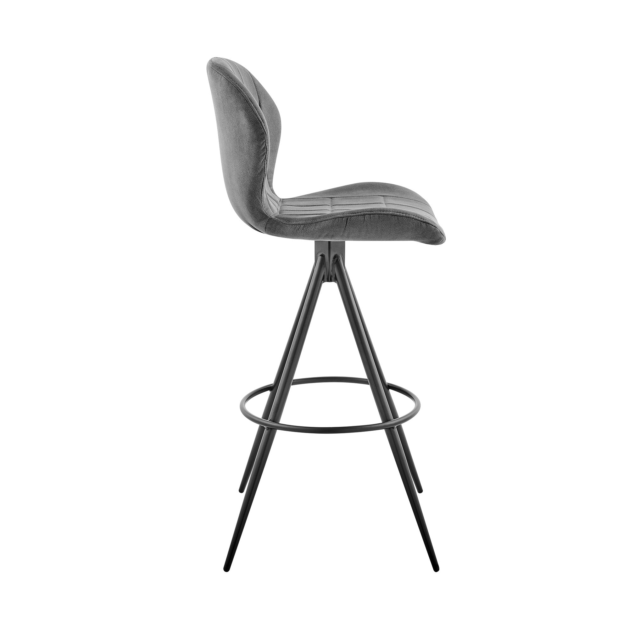 26" Charcoal Gray and Black Microfiber Squared Channel Bar Stool
