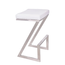 Contempo White Faux Leather and Stainless Backless Bar Stool 26