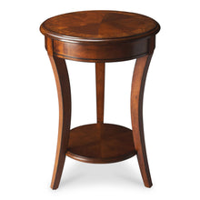 Medium Brown And Olive Ash Wood Round End Table With Shelf 26