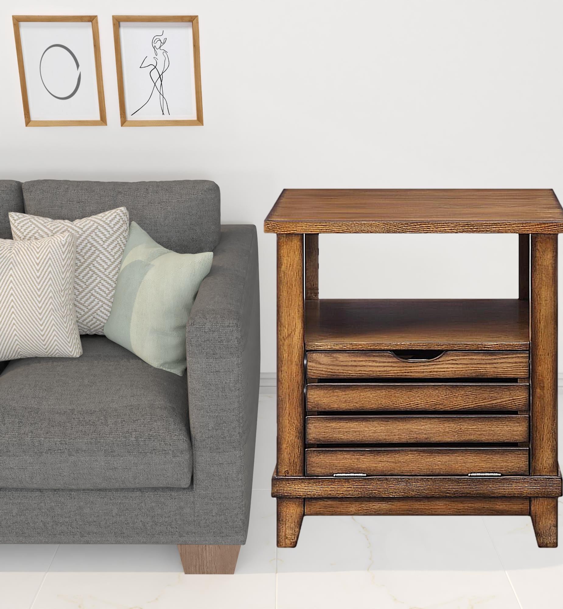 26" Oak Manufactured Wood Square End Table