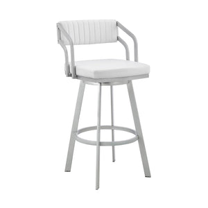 26" Timeless White Faux Leather Bar Stool