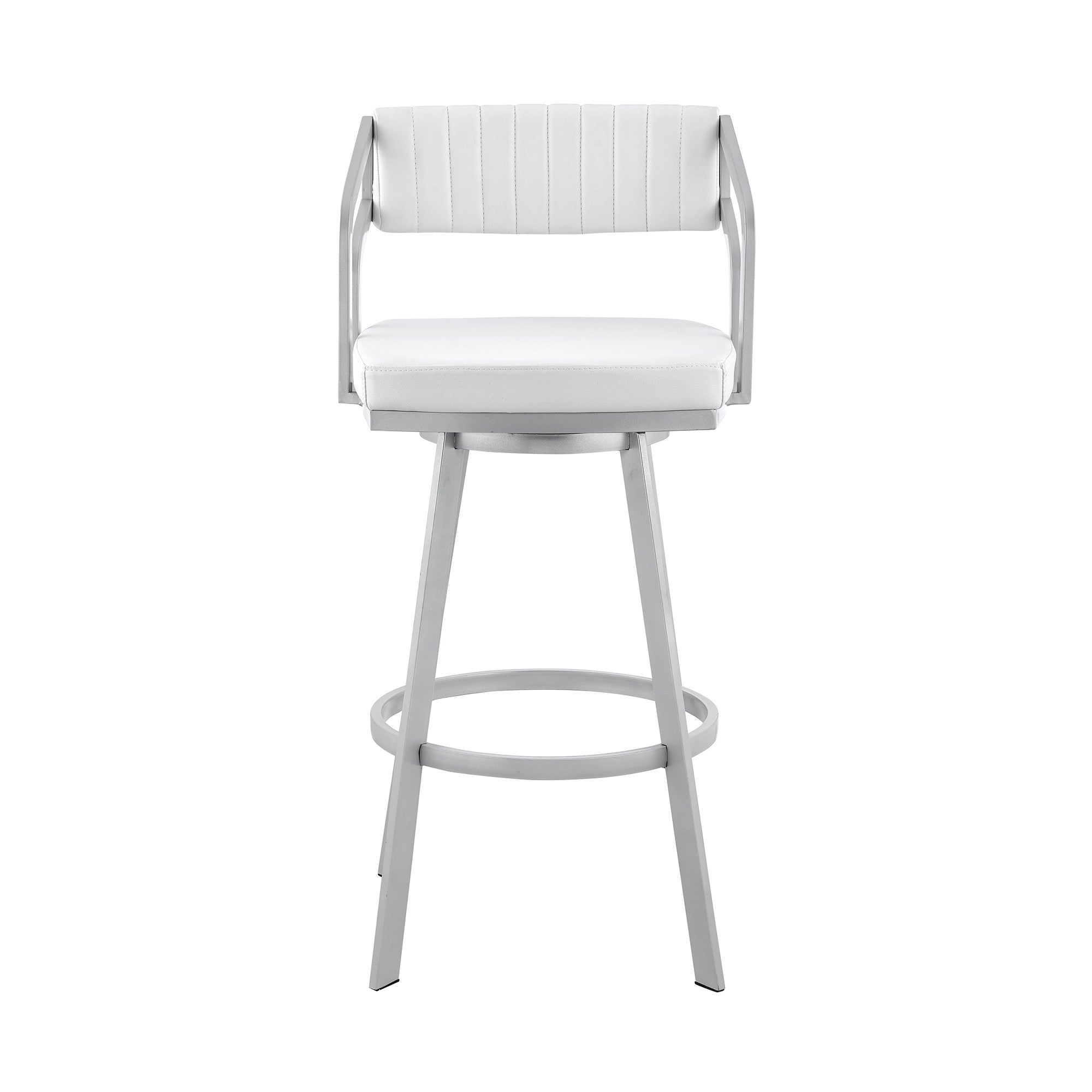 26" Timeless White Faux Leather Bar Stool