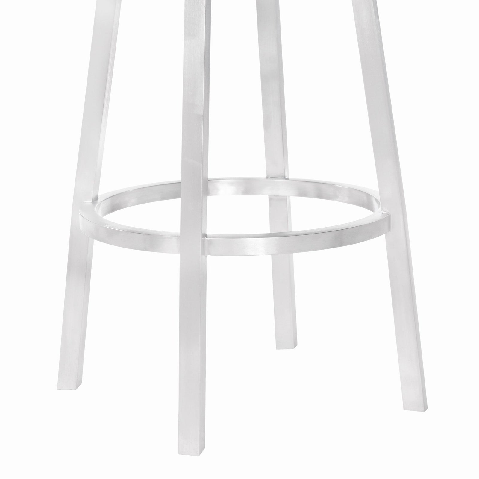 26" Vintage Gray on Stainless Faux Leather Rectangular Swivel Armless Barstool