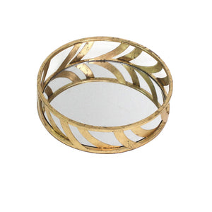 Gold Streamline Mirror Tray - 14 x 14 x 4