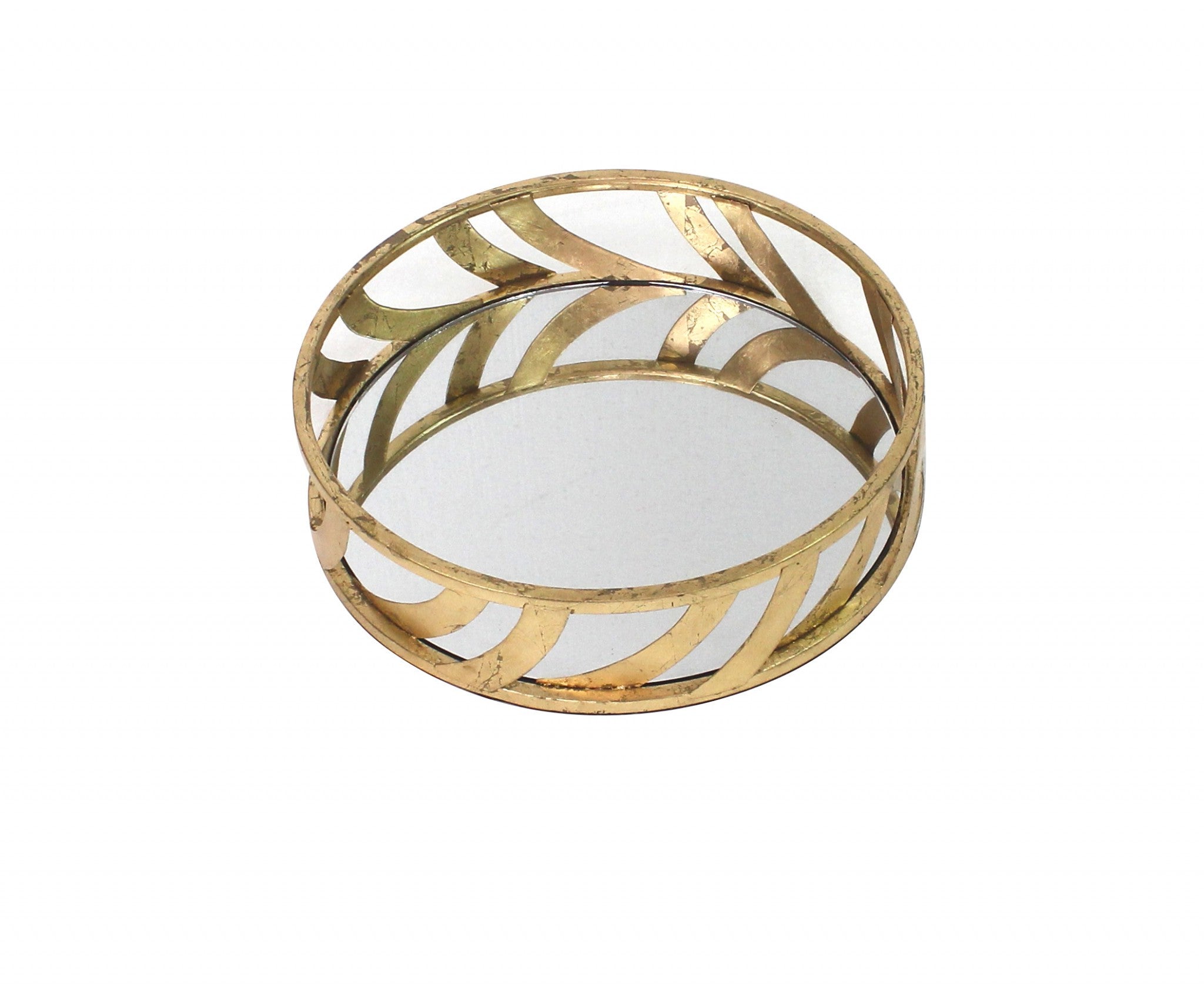 Gold Streamline Mirror Tray - 14 x 14 x 4