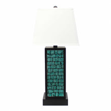 Black Metal With Teal Brick Pattern Table Lamp - 13” x 15” x 30”