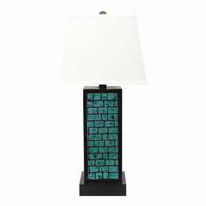 Black Metal With Teal Brick Pattern Table Lamp - 13” x 15” x 30”