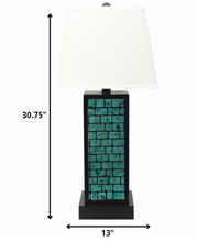 Black Metal With Teal Brick Pattern Table Lamp - 13” x 15” x 30”