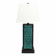 Black Metal With Teal Brick Pattern Table Lamp - 13” x 15” x 30”
