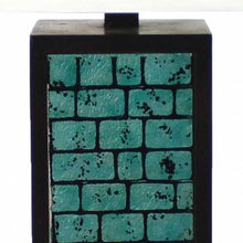 Black Metal With Teal Brick Pattern Table Lamp - 13” x 15” x 30”