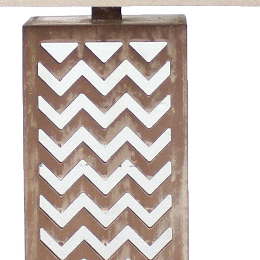 6 X 6 X 27.5 Tan Metal Mirror - Table Lamp