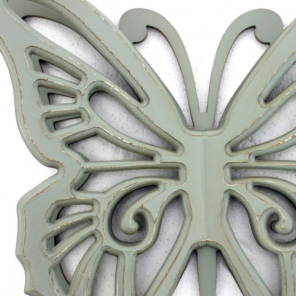 18.5" X 23" X 4" Gray Rustic Butterfly Wooden  Wall Decor