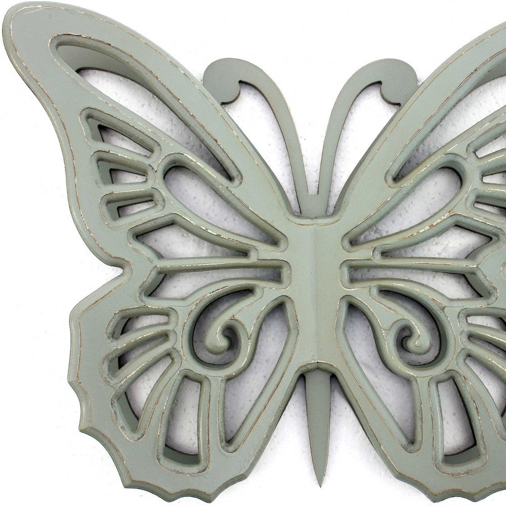 18.5" X 23" X 4" Gray Rustic Butterfly Wooden  Wall Decor