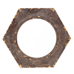 23.5 X 27 X 3.5 Bronze Vintage Round Hexagon Frame - Cosmetic Mirror