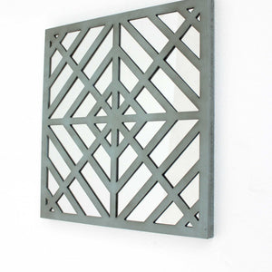 1.25 X 23.25 X 23.25 Blue Mirrored Square Wooden  Wall Decor