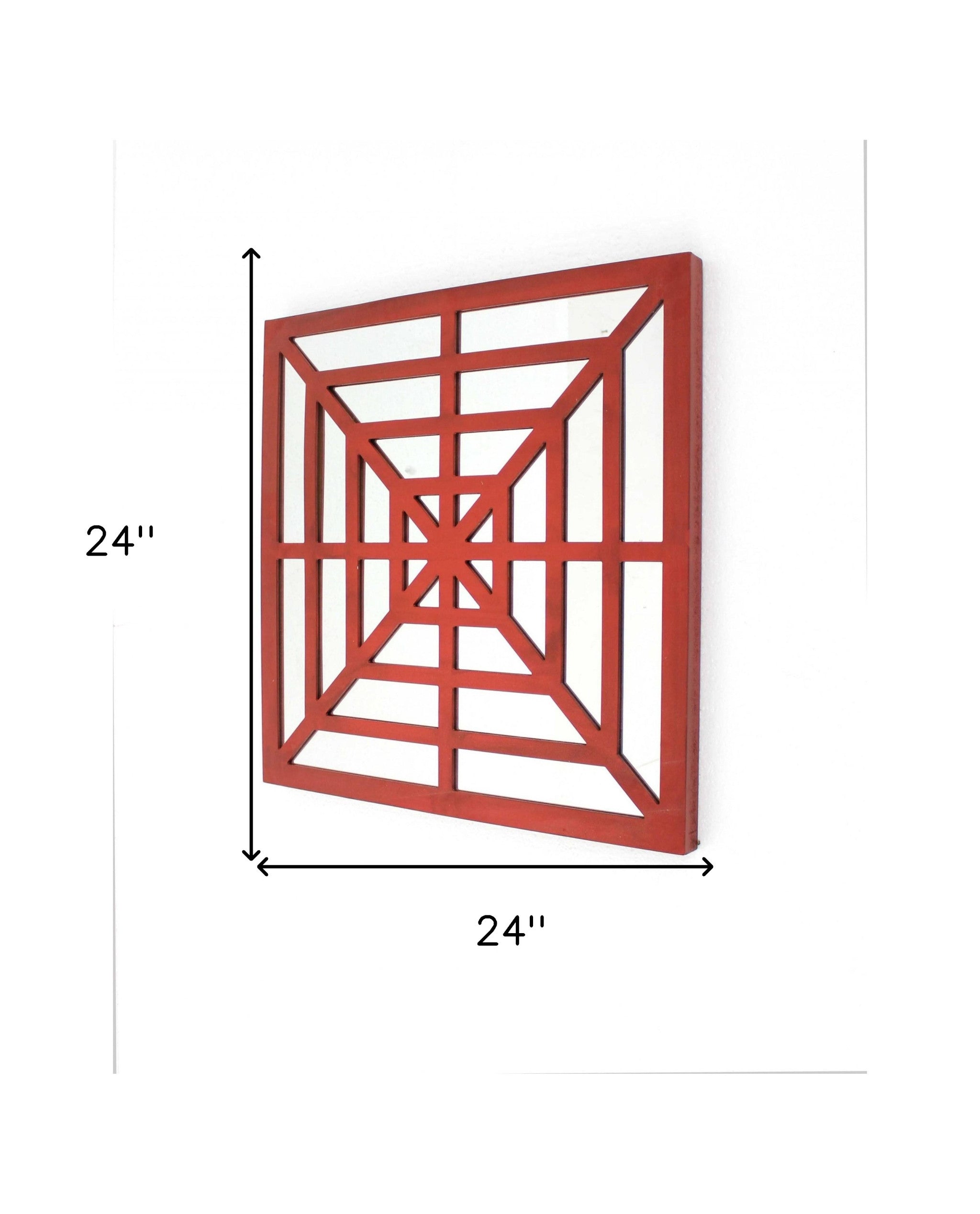 1.25 X 23.25 X 23.25 Blue Mirrored Square Wooden  Wall Decor