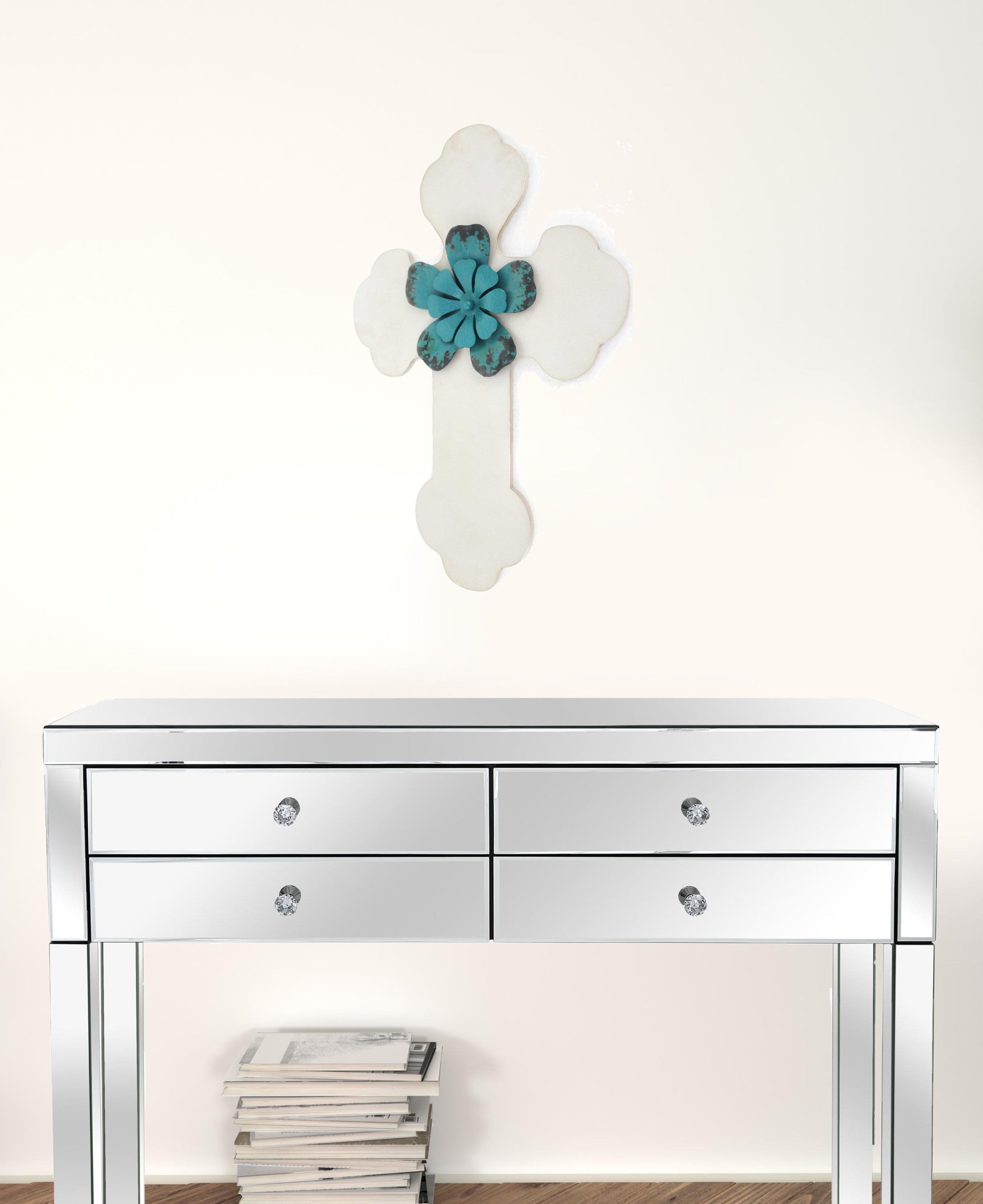 1 X 15.75 X 23.75 White Rustic Cross Wooden - Wall Decor