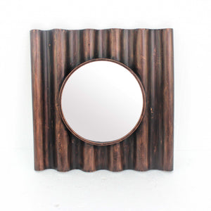 24 X 24 X 3 Bronze Panpipe-Like Wooden Cosmetic - Mirror
