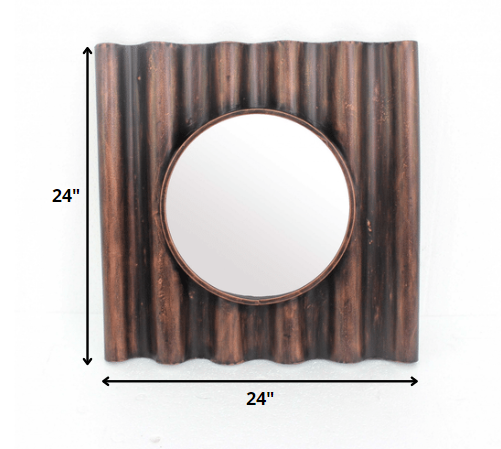 24 X 24 X 3 Bronze Panpipe-Like Wooden Cosmetic - Mirror