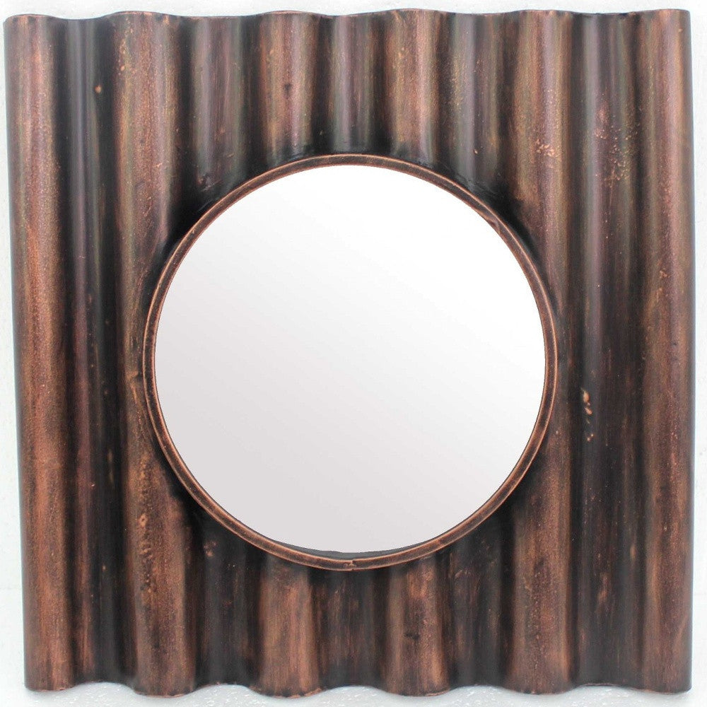 24 X 24 X 3 Bronze Panpipe-Like Wooden Cosmetic - Mirror