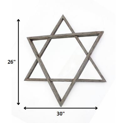 26 X 30 X 2 Plata Hexagrama Rústico Madera - Espejo Cosmético