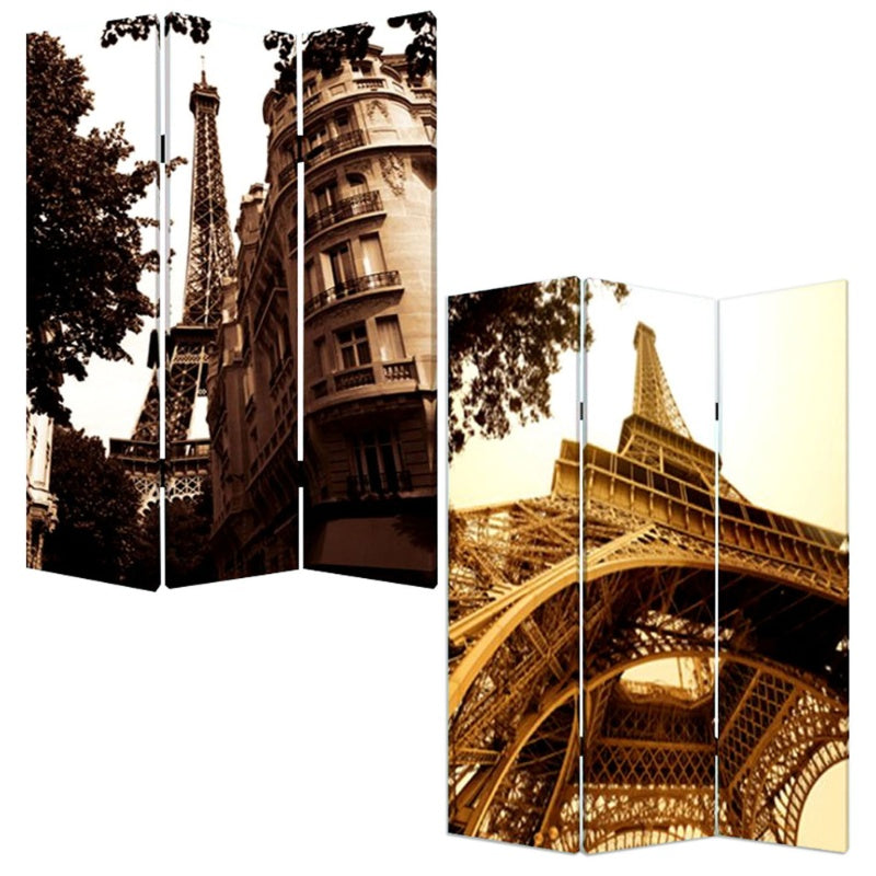 1" X 48" X 72" Multi Color Wood Canvas Paris  Screen