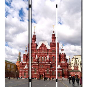 1" X 48" X 72" Multi Color Wood Canvas Russia  Screen