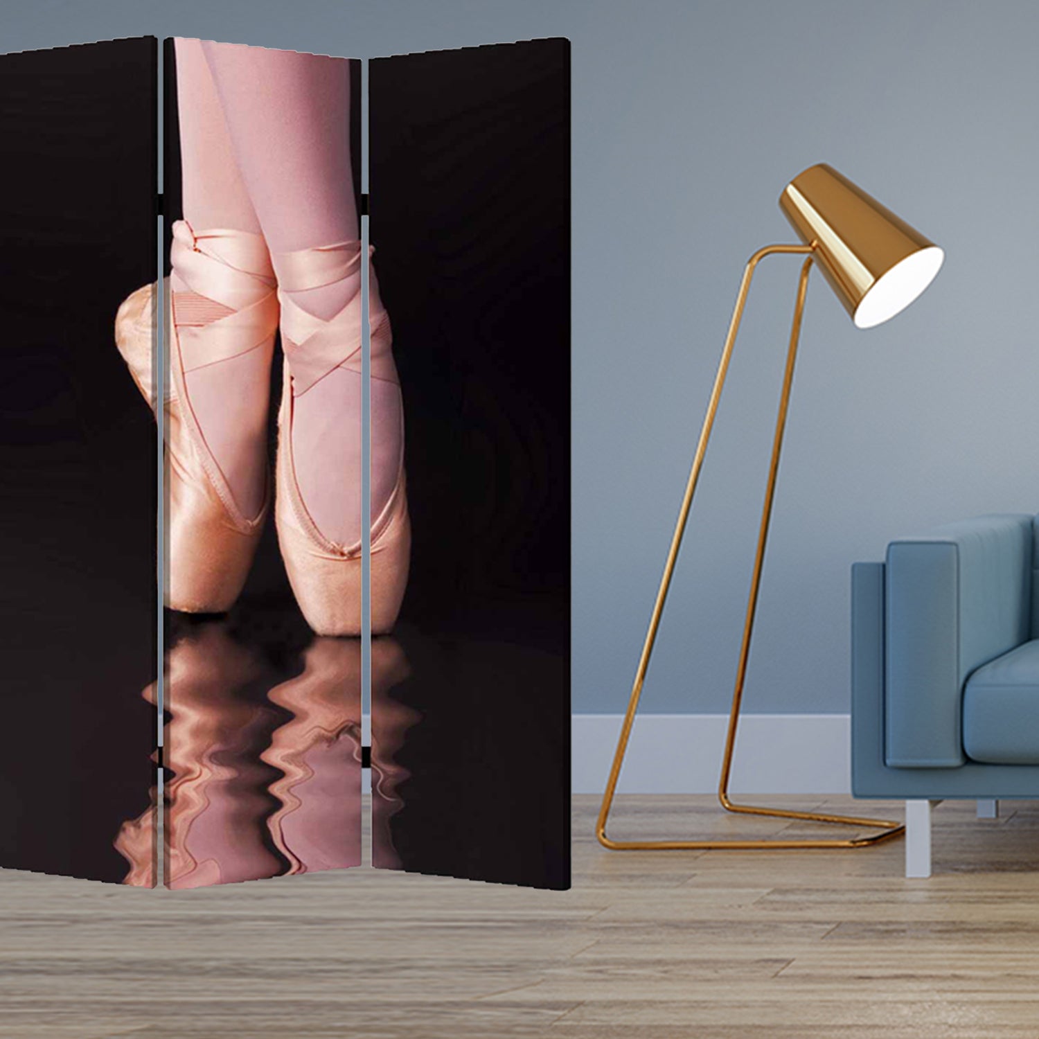 1" X 48" X 72" Multi Color Wood Canvas Ballet  Screen