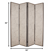 Tan Wood & Fabric  Screen - 1 x 84 x 84