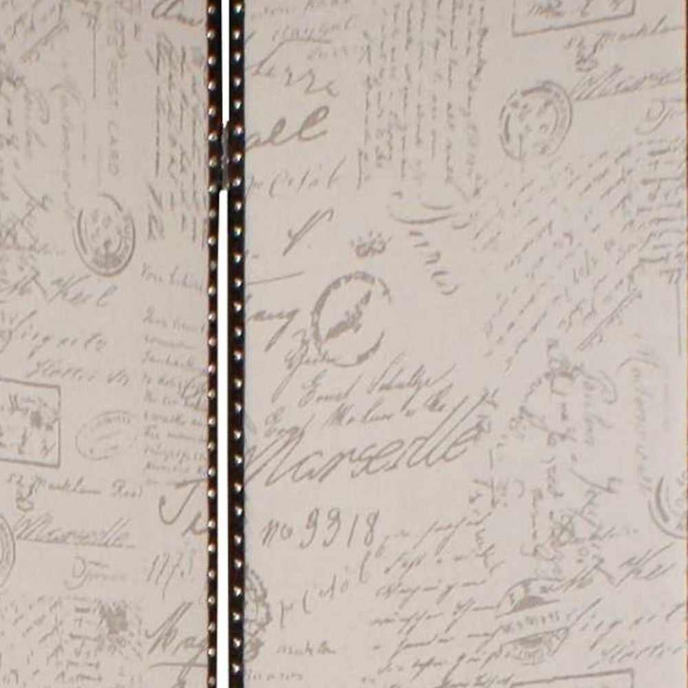 Tan Wood & Fabric  Screen - 1 x 84 x 84