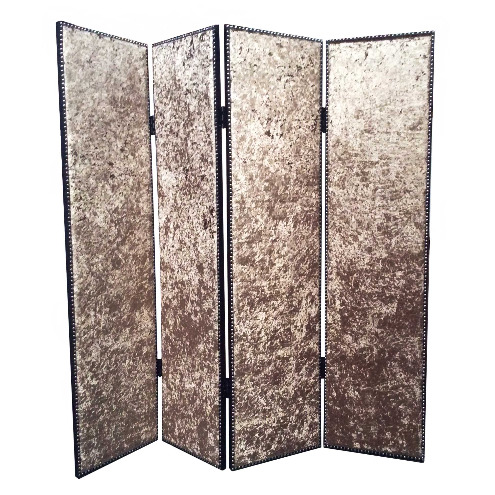 Tan Wood & Fabric  Screen - 1 x 84 x 84