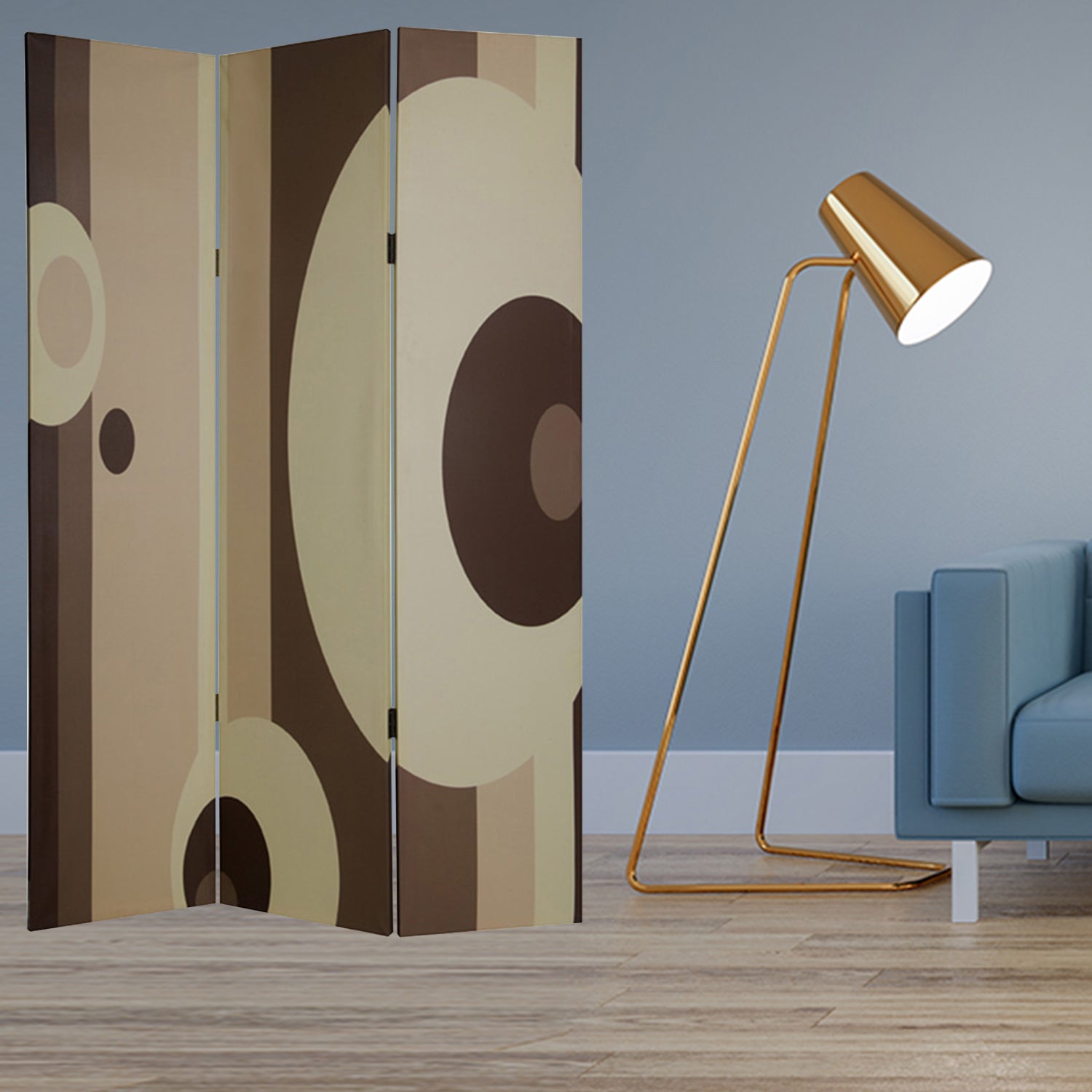 1" X 48" X 72" Multi Color Wood Canvas 3 Panel Screen