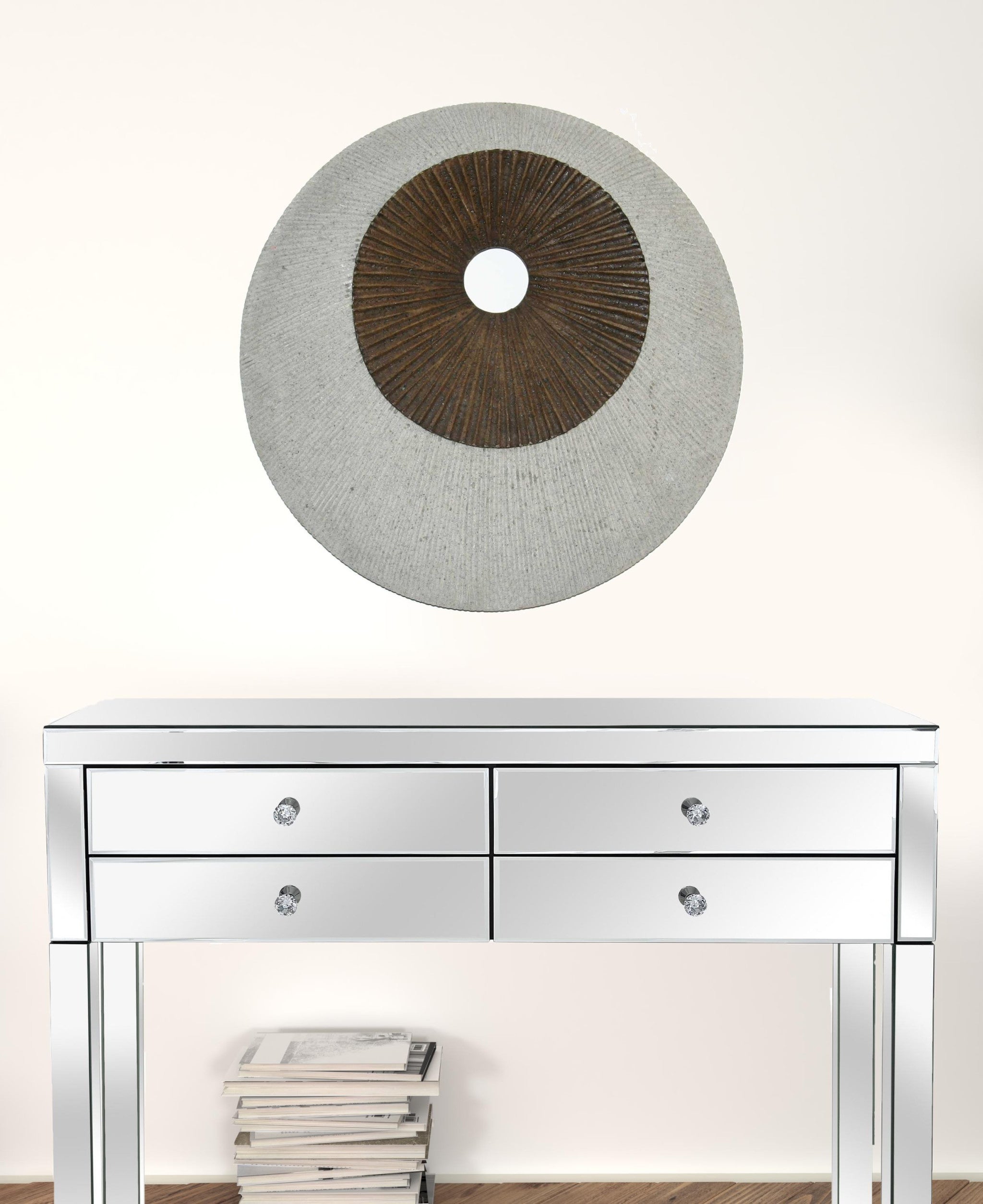 1 x 26 x 26 marrón y gris redondo doble capa acanalada decoración de pared