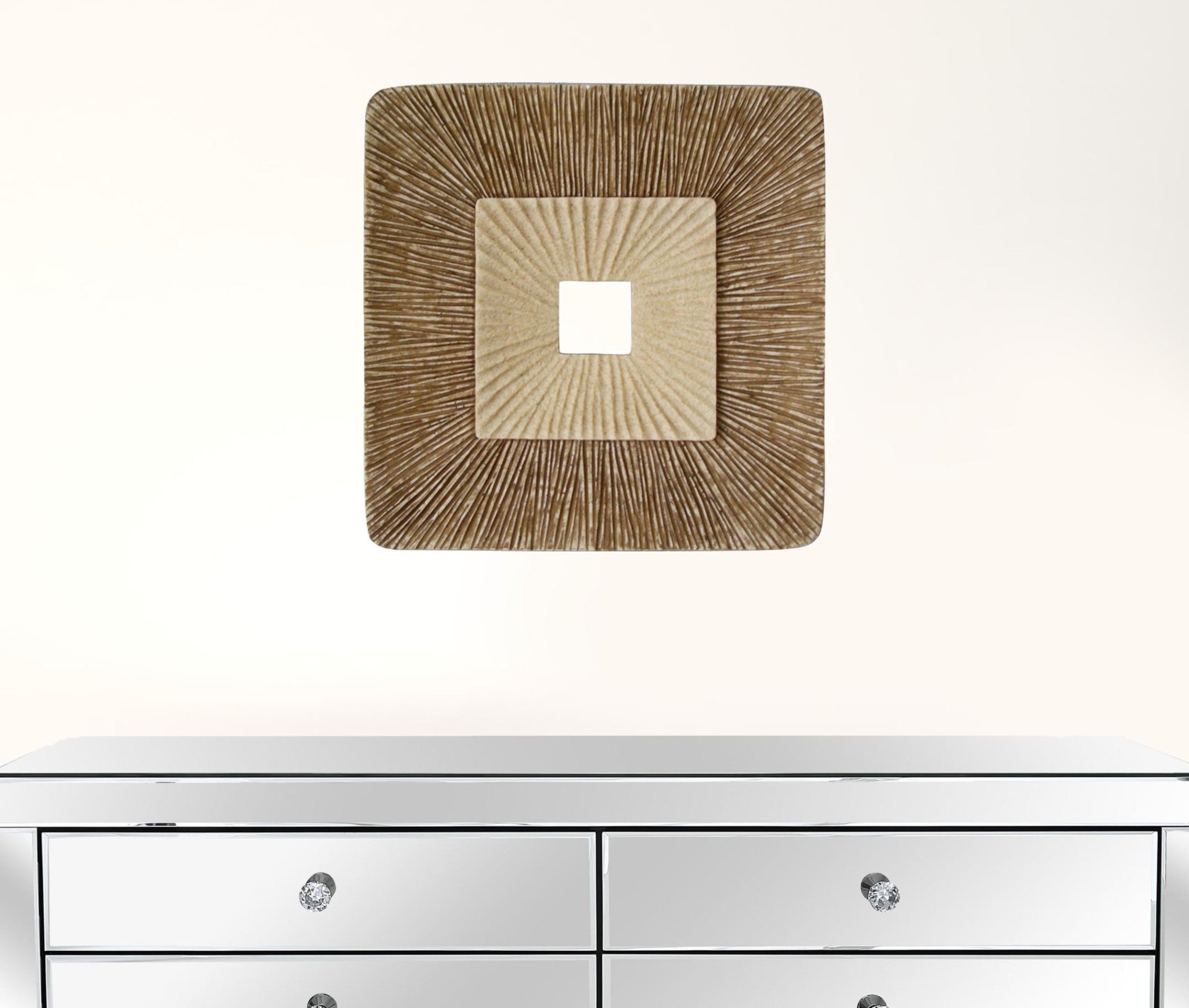 1 X 14 X 14 棕色凹面方形雙層羅紋牆板 2 件套