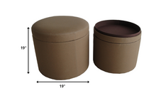 1 X 19 X 19 Tan Canvas Round Storage  Ottoman