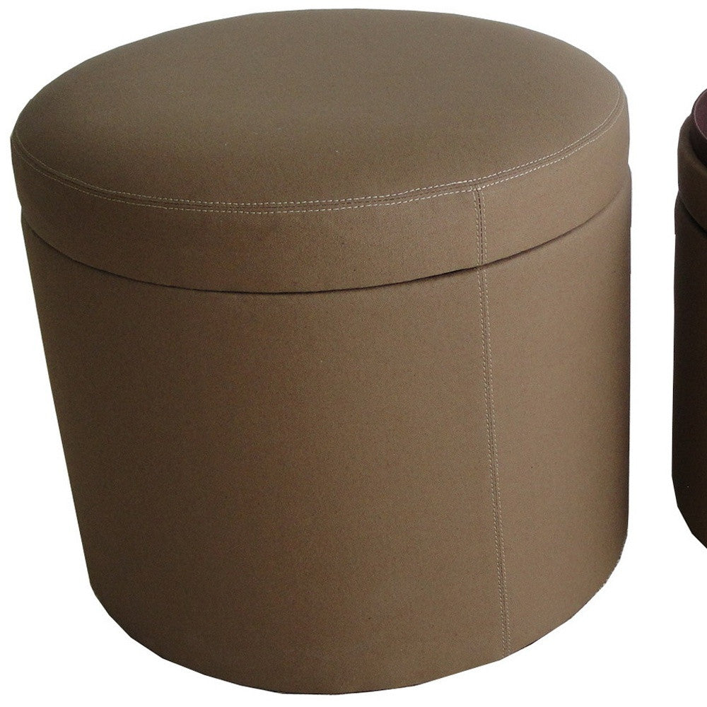 1 X 19 X 19 Tan Canvas Round Storage  Ottoman