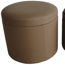 1 X 19 X 19 Tan Canvas Round Storage  Ottoman
