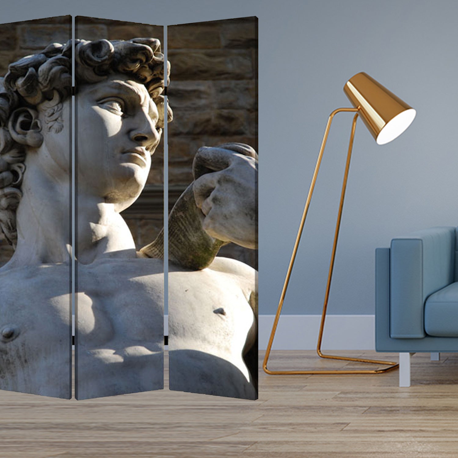 1" X 48" X 72" Multi Color Wood Canvas Rome  Screen