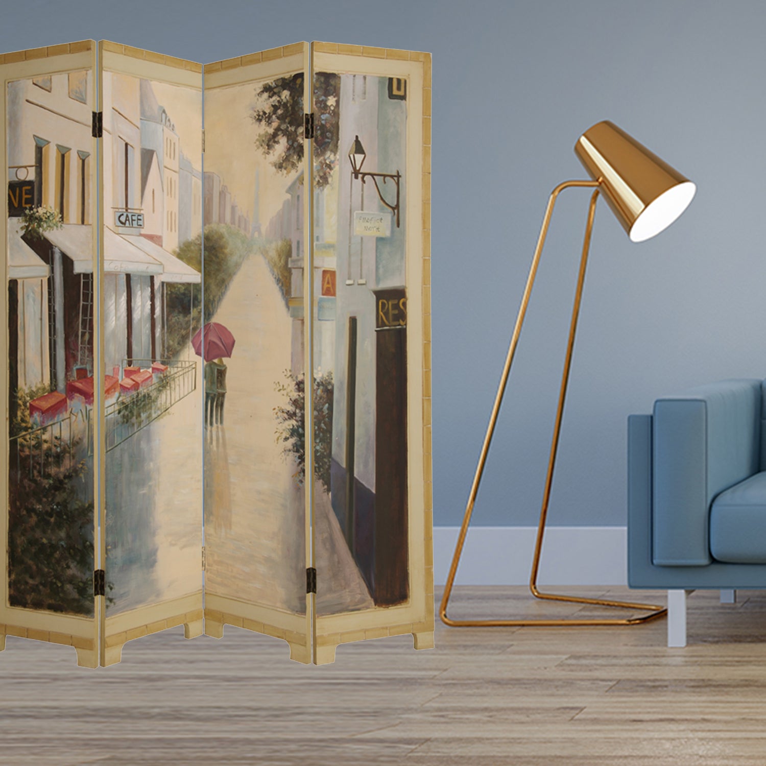 1" X 64" X 72" Multi Color Paris Promenade Wood  Screen