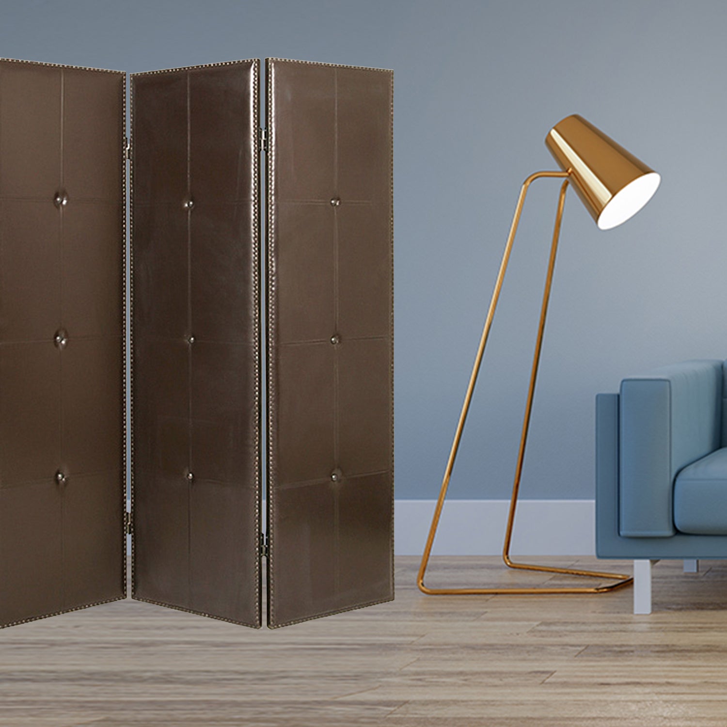 Pantalla de cuero sintético marrón de 1" X 60" X 72"